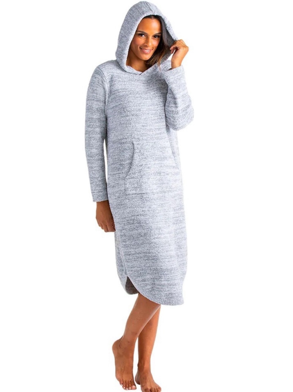 Softies Marshmallow Hooded Cozy Robe Dress in Heather Blue Size XS NWT